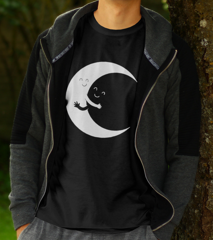 Celestial Hugging Moon Crescent Night Sky Space T-Shirt