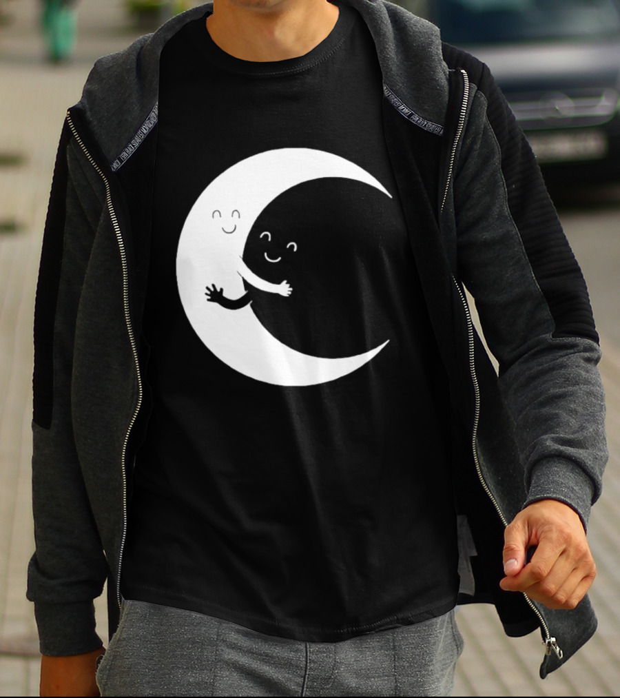 Celestial Hugging Moon Crescent Night Sky Space T-Shirt