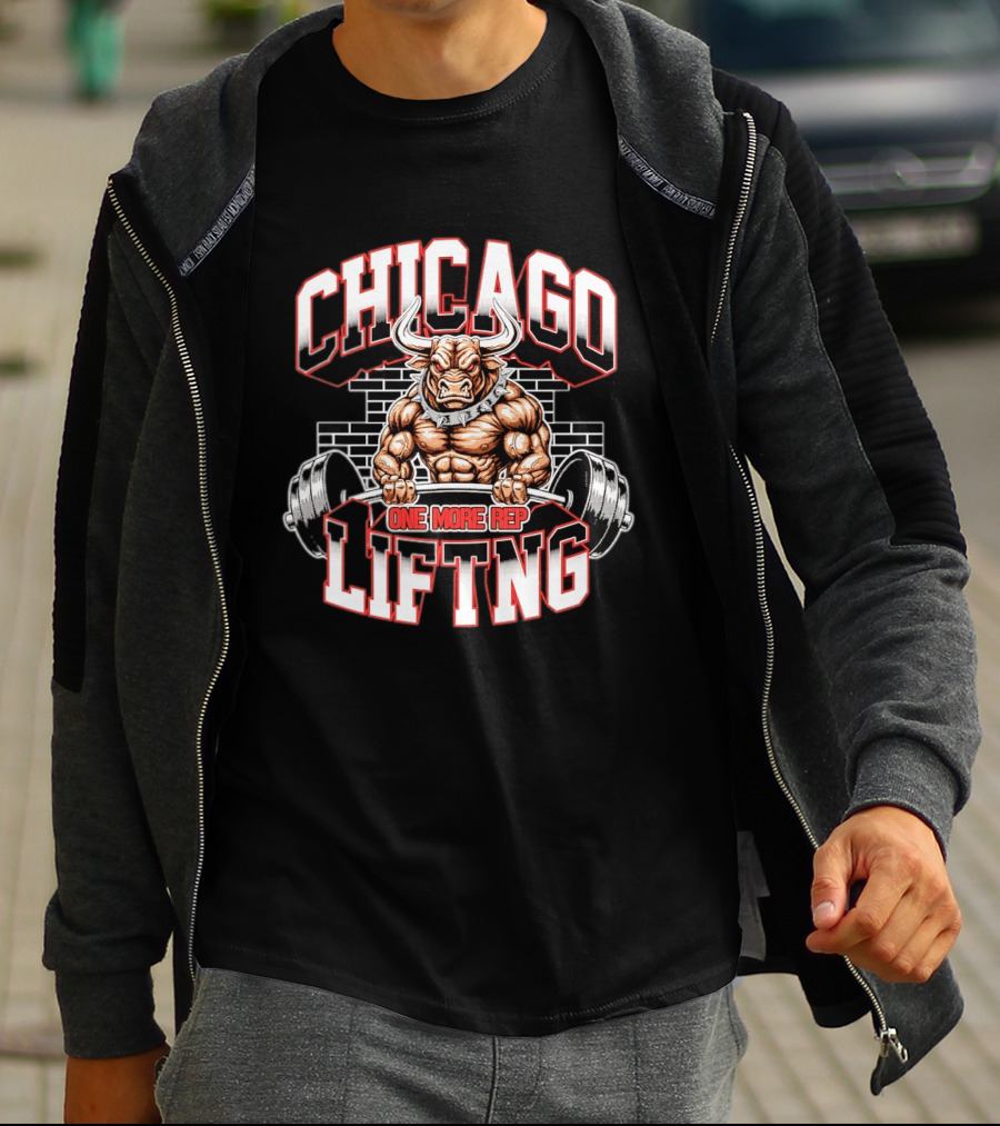 Chicago Lifting Bull One More Rep Weightlifting T-Shirt