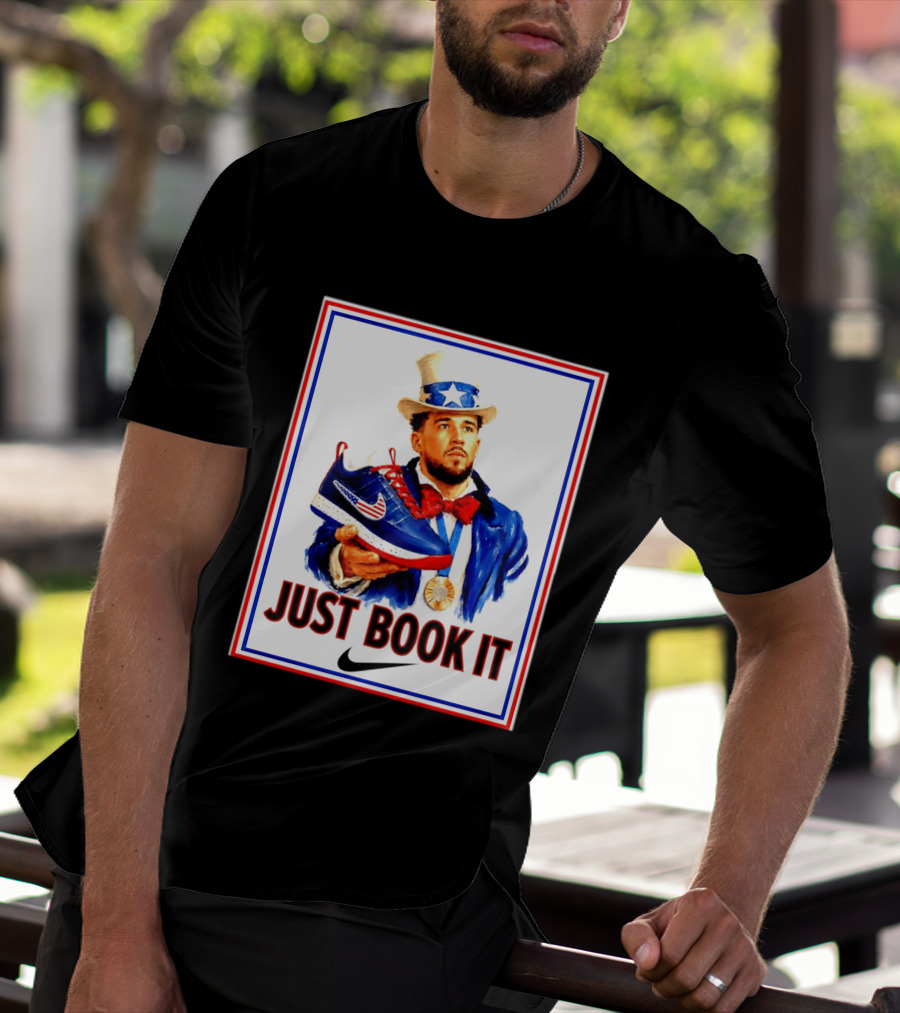 Just Book It Devin Booker Uncle Sam Gold Medal Nike Sneaker T-Shirt
