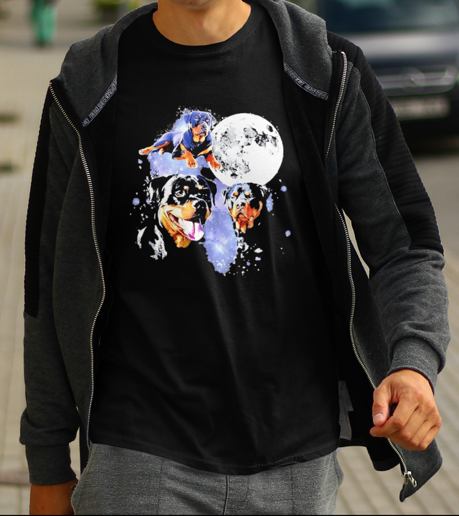 Rottweiler Galaxy Moon Space Celestial Dog Breed Lover Pet Owner Lunar Canine Adventure T-Shirt
