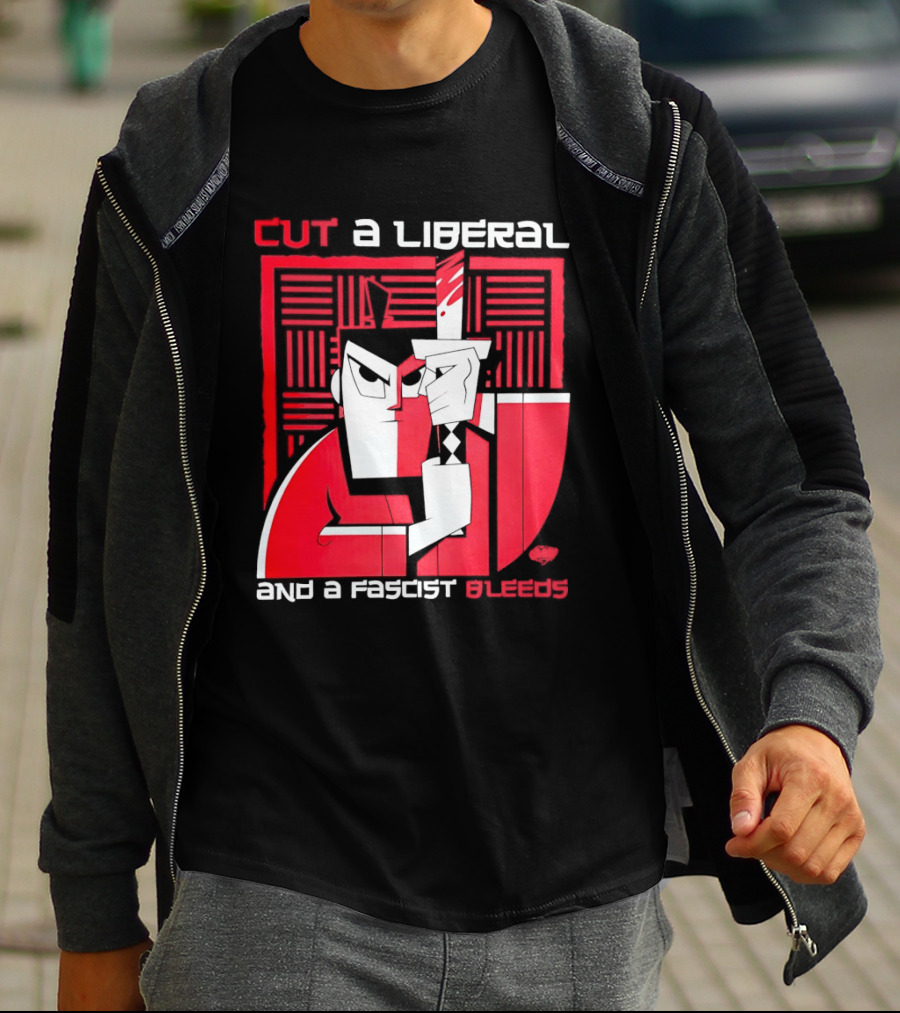 Samurai Jack Cut A Liberal And A Fascist Bleeds Political Art Image T-Shirt