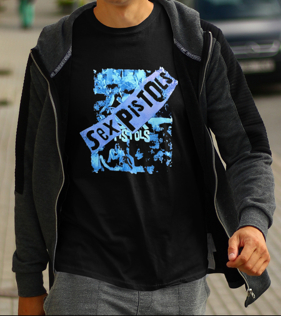 Sex Pistols Distressed Blue Photo Collage T-Shirt