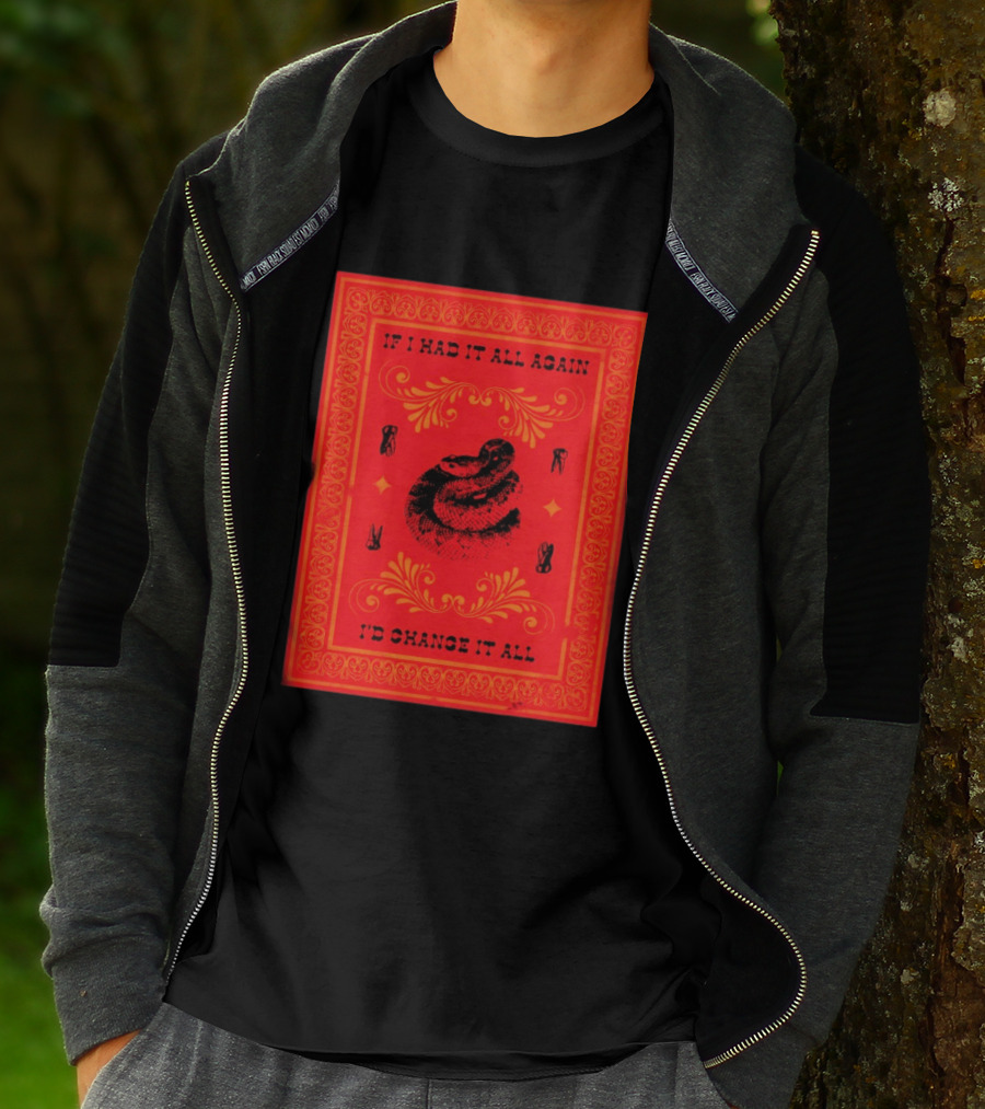 If I Had It All Again I'd Change It All Rattlesnake Western Red Bandana T-Shirt