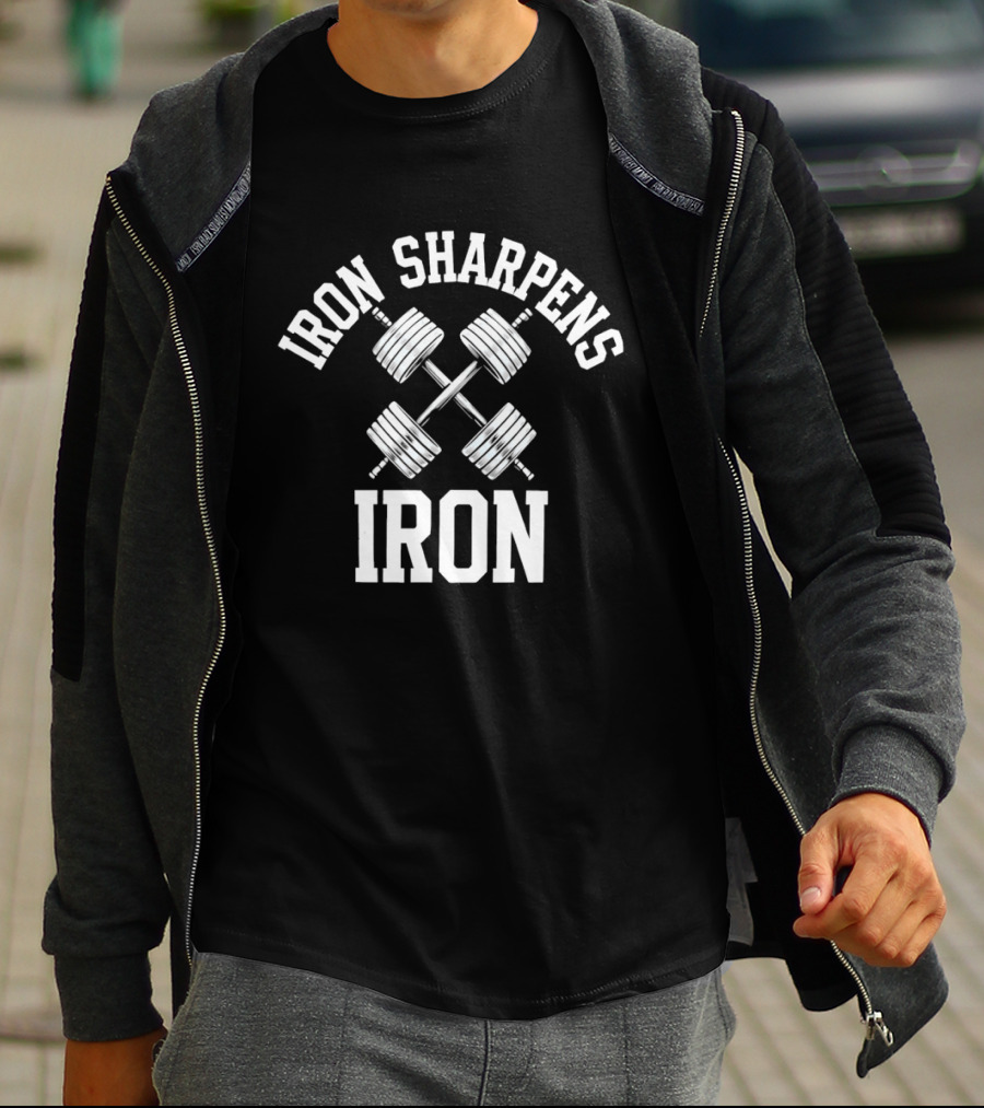 Iron Sharpens Iron Dumbbells Fitness Motivation T-Shirt