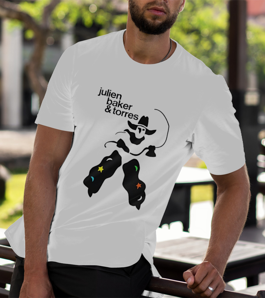 Julien Baker And Torres Cowboy Figure With Colorful Star Accents T-Shirt