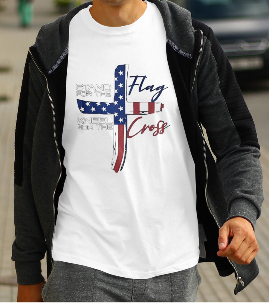 Stand For The Flag Kneel For The Cross USA Flag T-Shirt