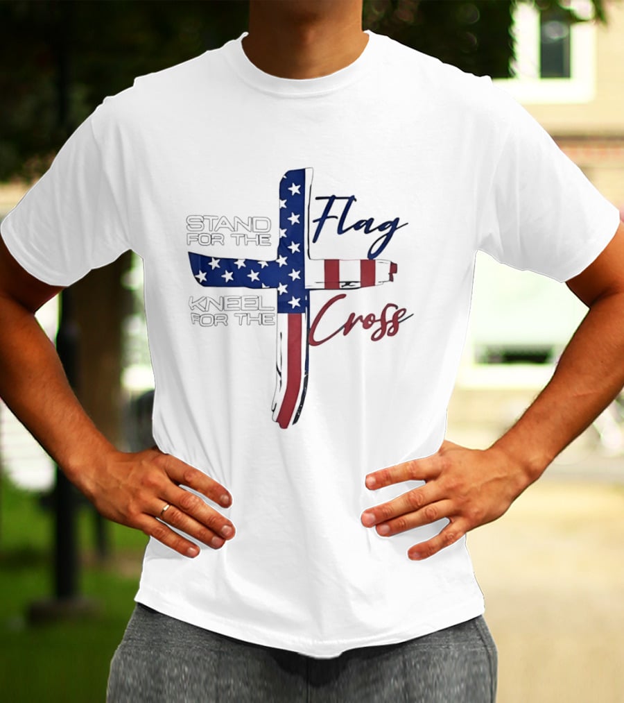 Stand For The Flag Kneel For The Cross USA Flag T-Shirt