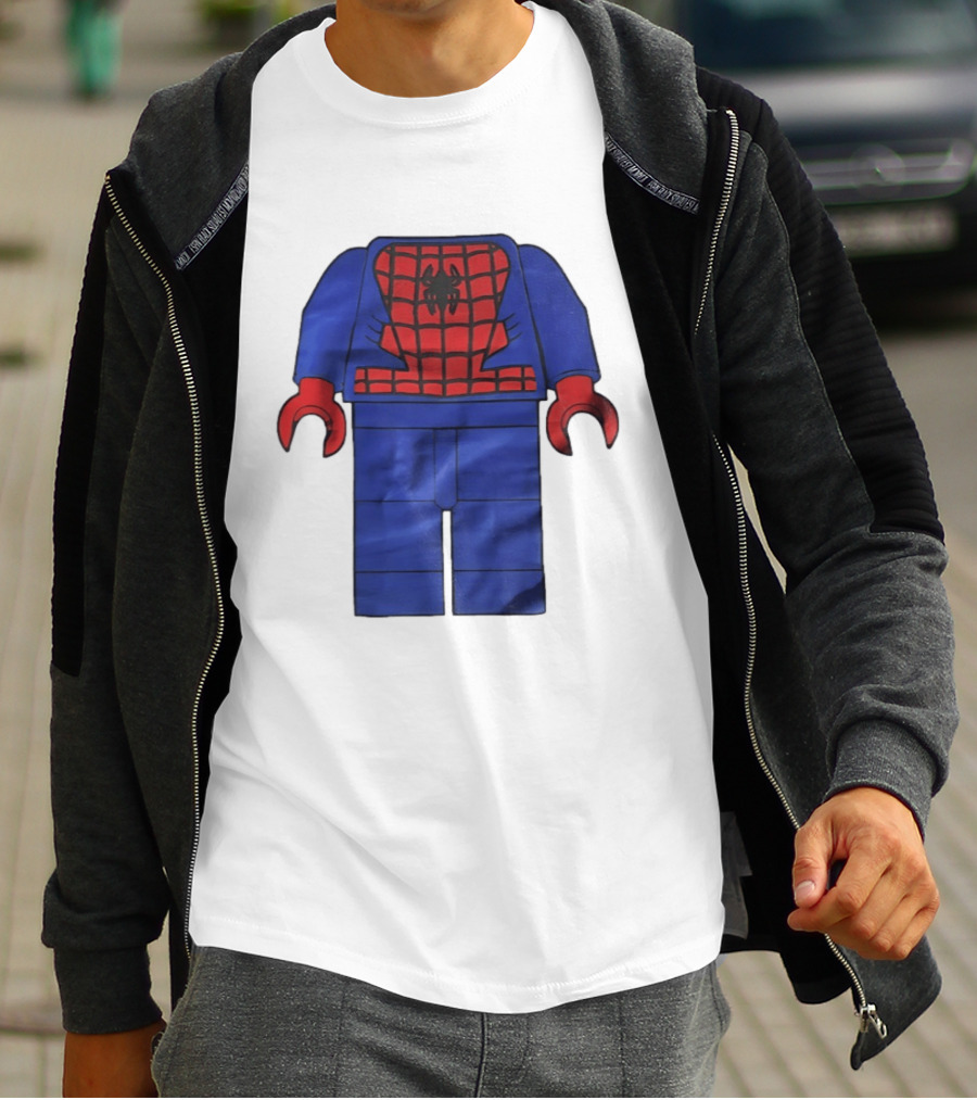 Lego Spider Man Minifigure Marvel Super Hero Iconic Costume Red And Blue Suit T-Shirt