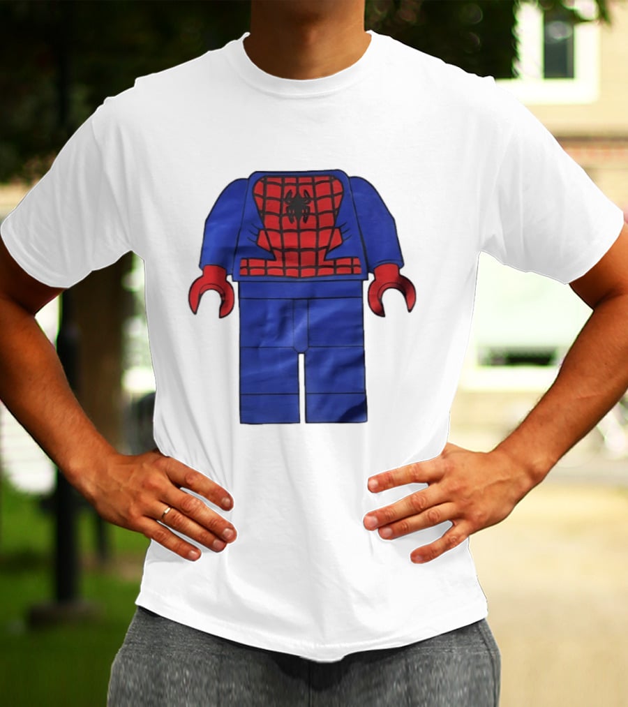 Lego Spider Man Minifigure Marvel Super Hero Iconic Costume Red And Blue Suit T-Shirt