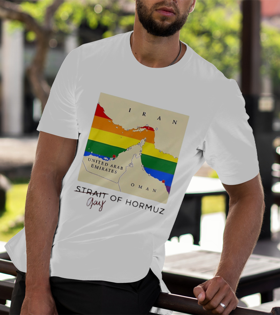 Strait Of Hormuz Map Pride Rainbow Gay Wordplay Pun T-Shirt