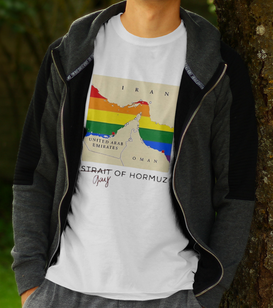 Strait Of Hormuz Map Pride Rainbow Gay Wordplay Pun T-Shirt