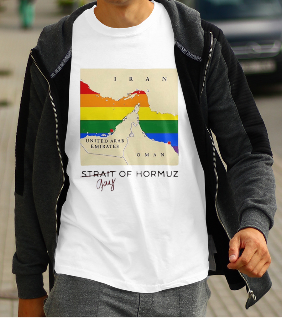 Strait Of Hormuz Map Pride Rainbow Gay Wordplay Pun T-Shirt