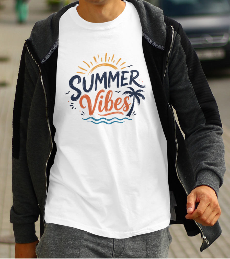 Summer Vibes Sun Palm Beach Waves T-Shirt