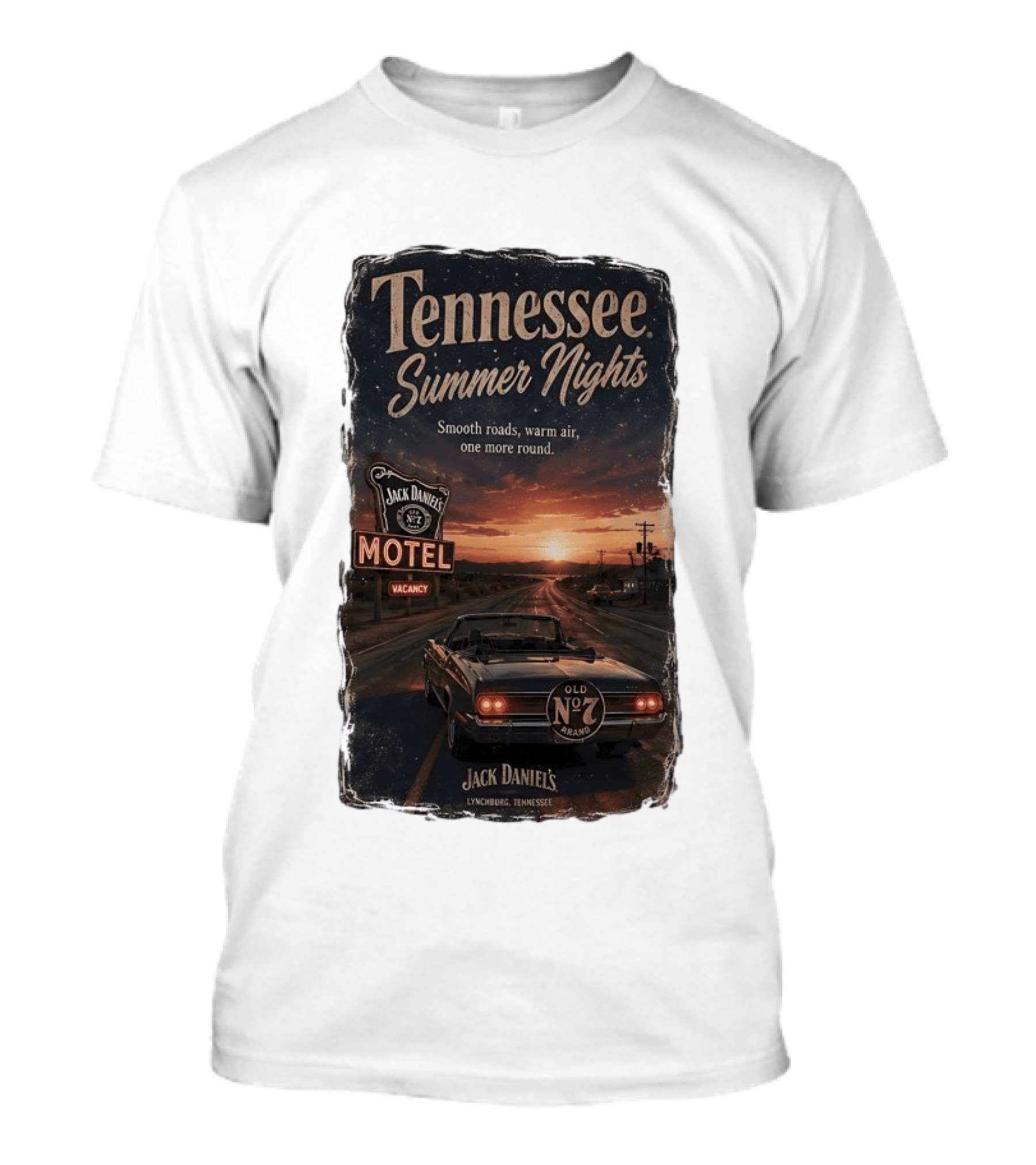 Tennessee Summer Nights Jack Daniel's Motel Smooth Roads Warm Air Old No. 7 Lynchburg T-Shirt
