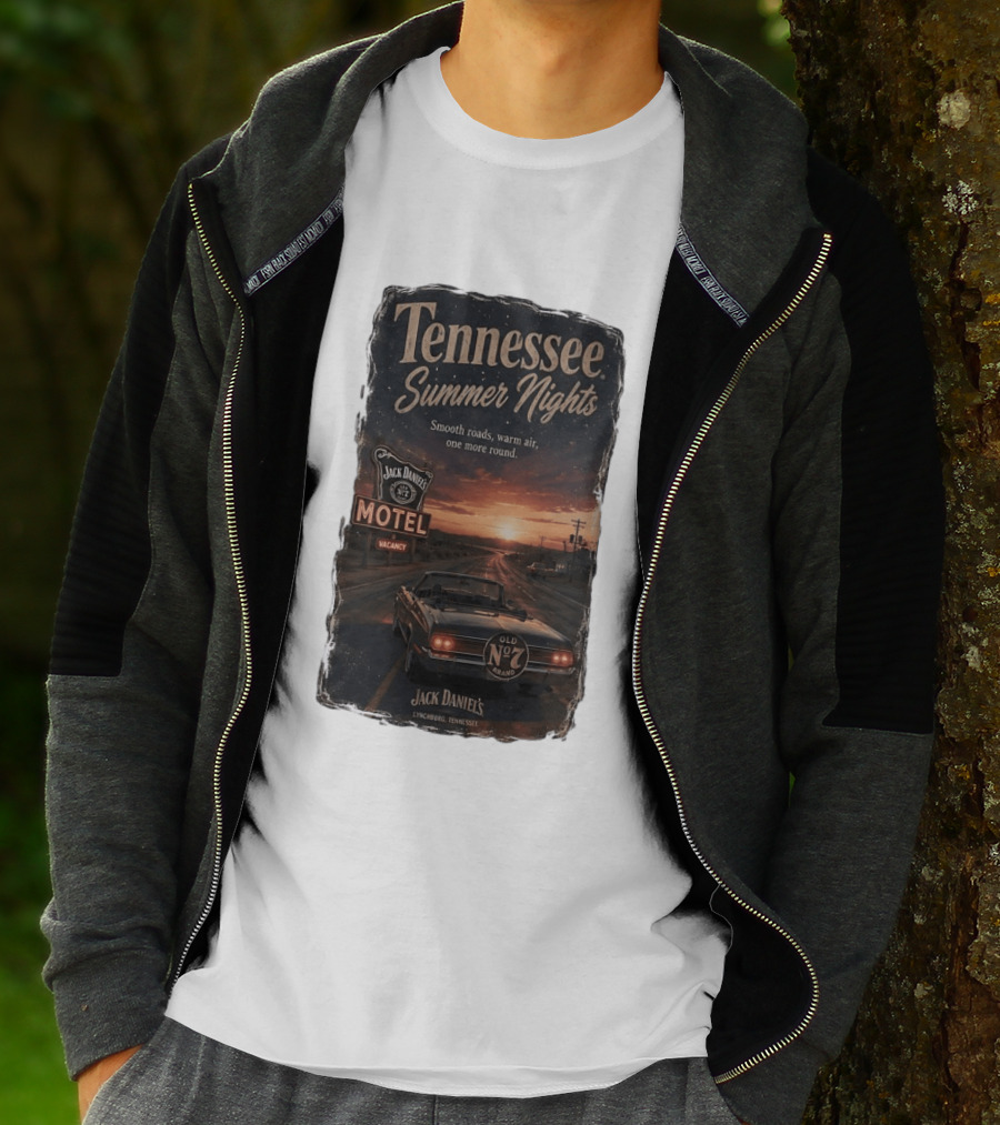 Tennessee Summer Nights Jack Daniel's Motel Smooth Roads Warm Air Old No. 7 Lynchburg T-Shirt