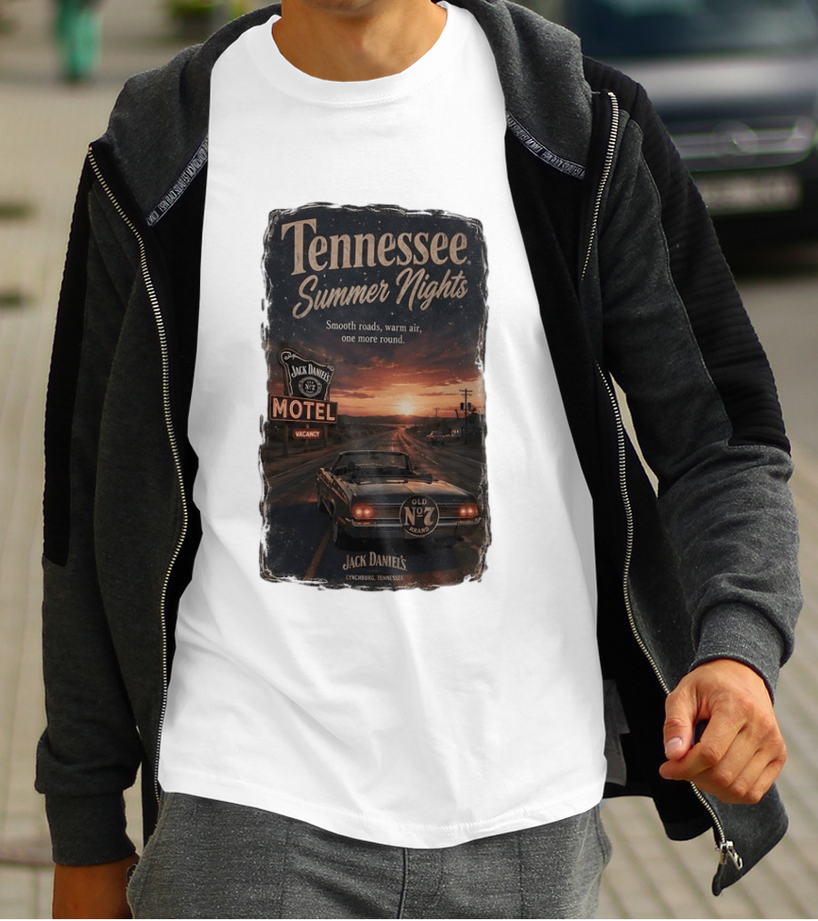 Tennessee Summer Nights Jack Daniel's Motel Smooth Roads Warm Air Old No. 7 Lynchburg T-Shirt