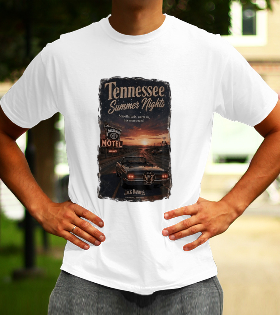 Tennessee Summer Nights Jack Daniel's Motel Smooth Roads Warm Air Old No. 7 Lynchburg T-Shirt