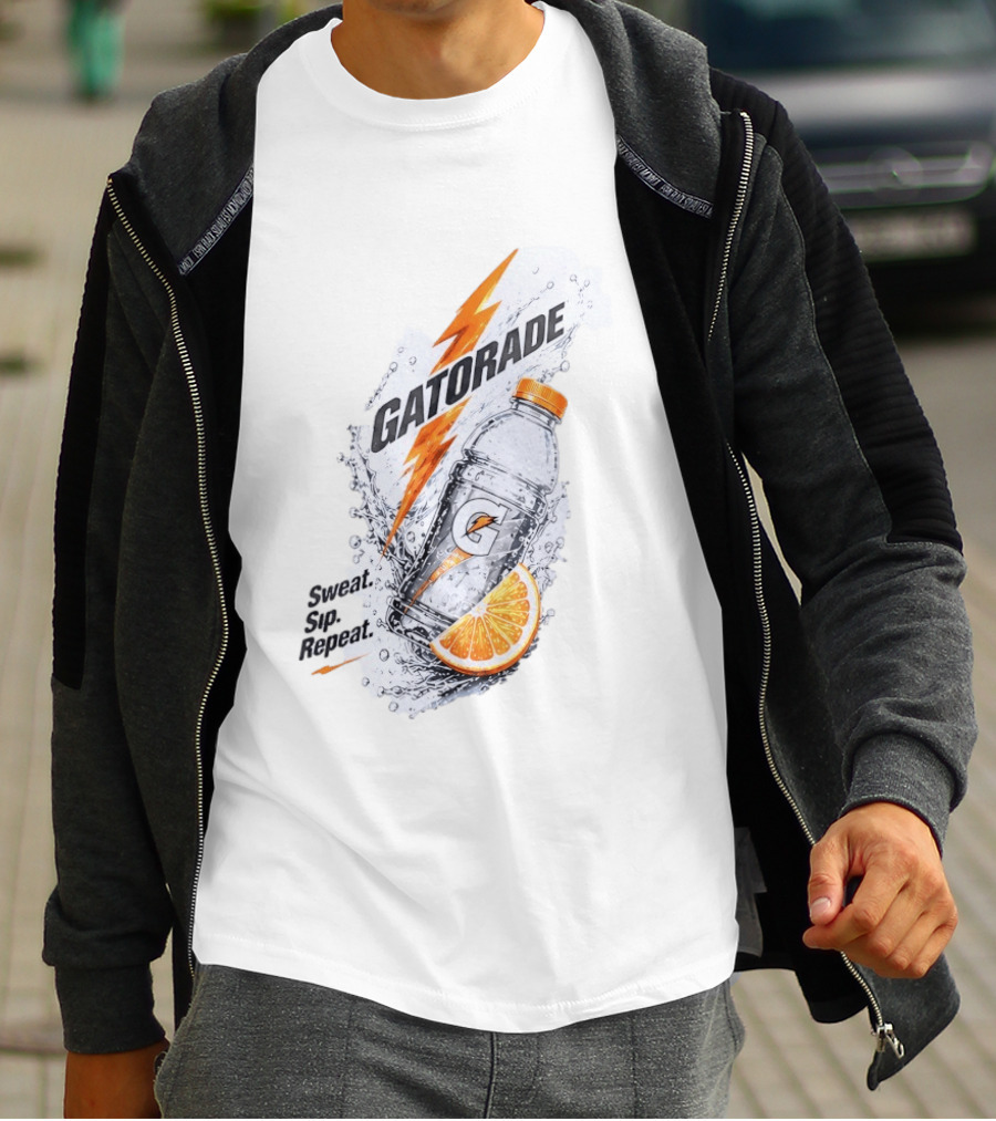 Gatorade Sweat Sip Repeat Lightning Bolt Orange Slice Bottle T-Shirt