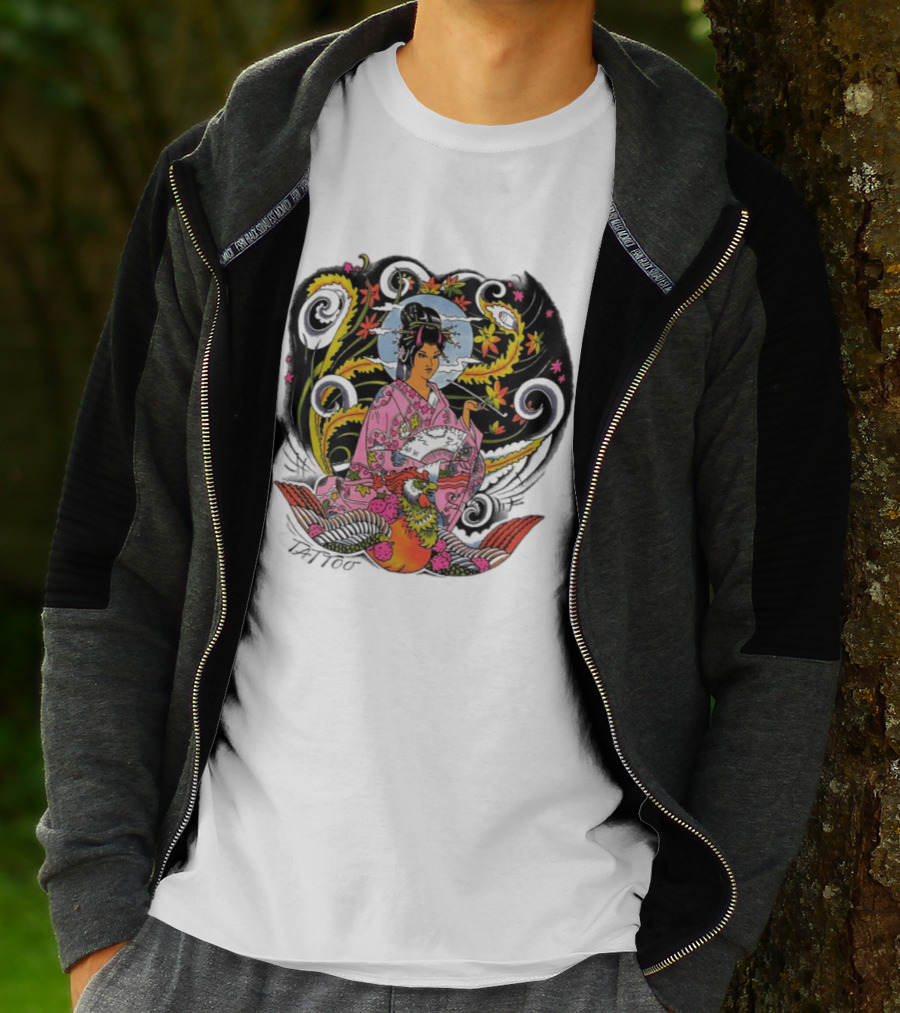 Geisha Tattoo Japanese Traditional Phoenix Kimono T-Shirt
