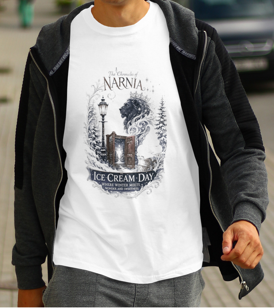 Narnia Ice Cream Day Winter Meets Wonder Aslan Wardrobe T-Shirt