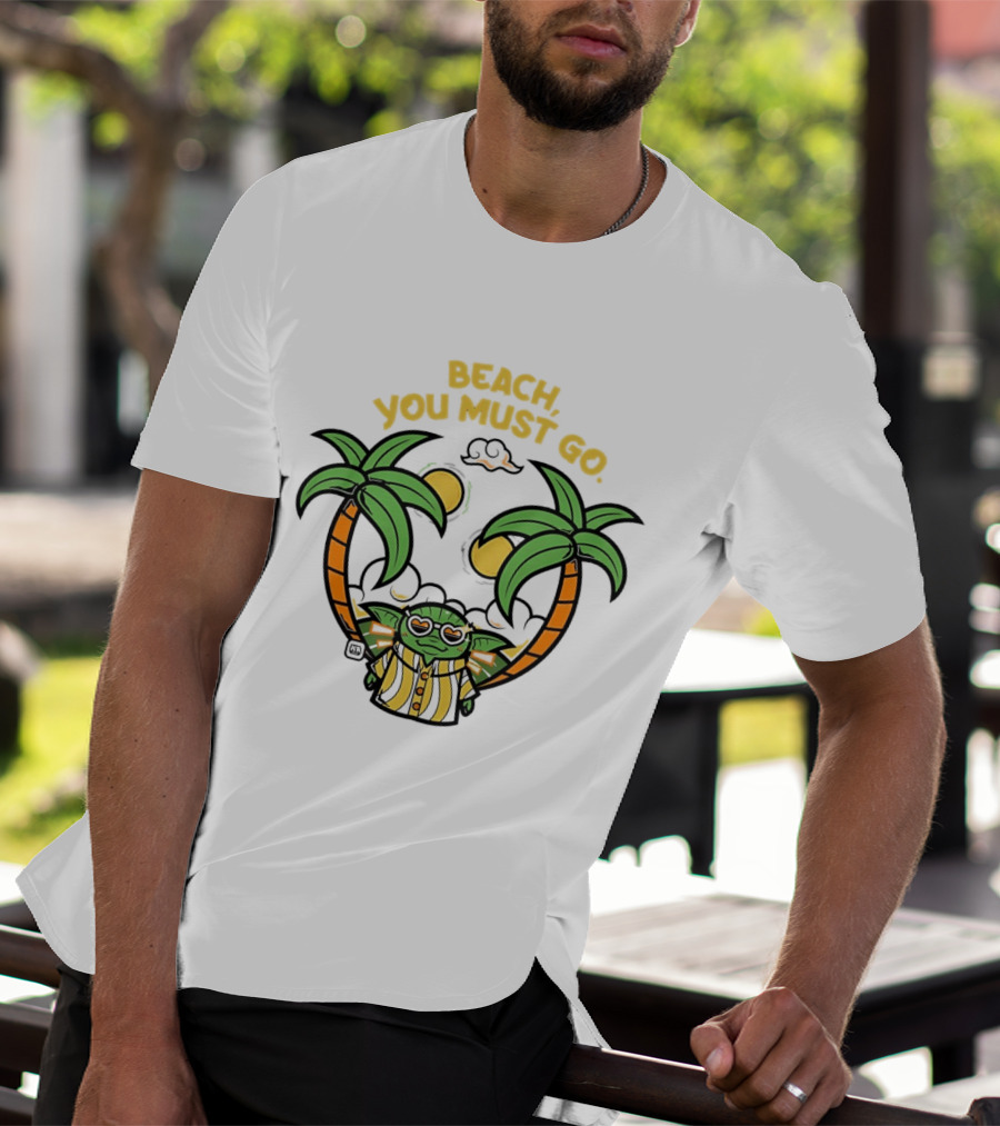 Grogu Hawaiian Outfit Beach You Must Go Palm Trees Sunglasses T-Shirt