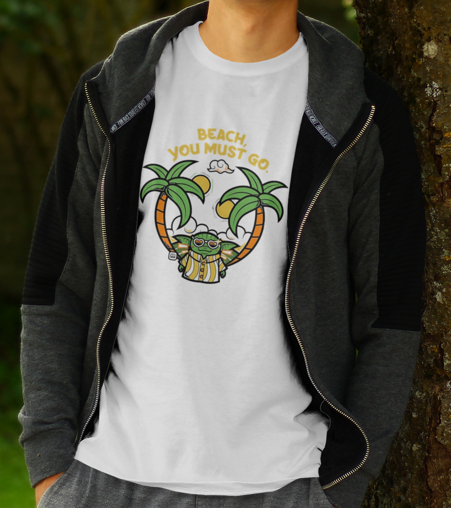 Grogu Hawaiian Outfit Beach You Must Go Palm Trees Sunglasses T-Shirt