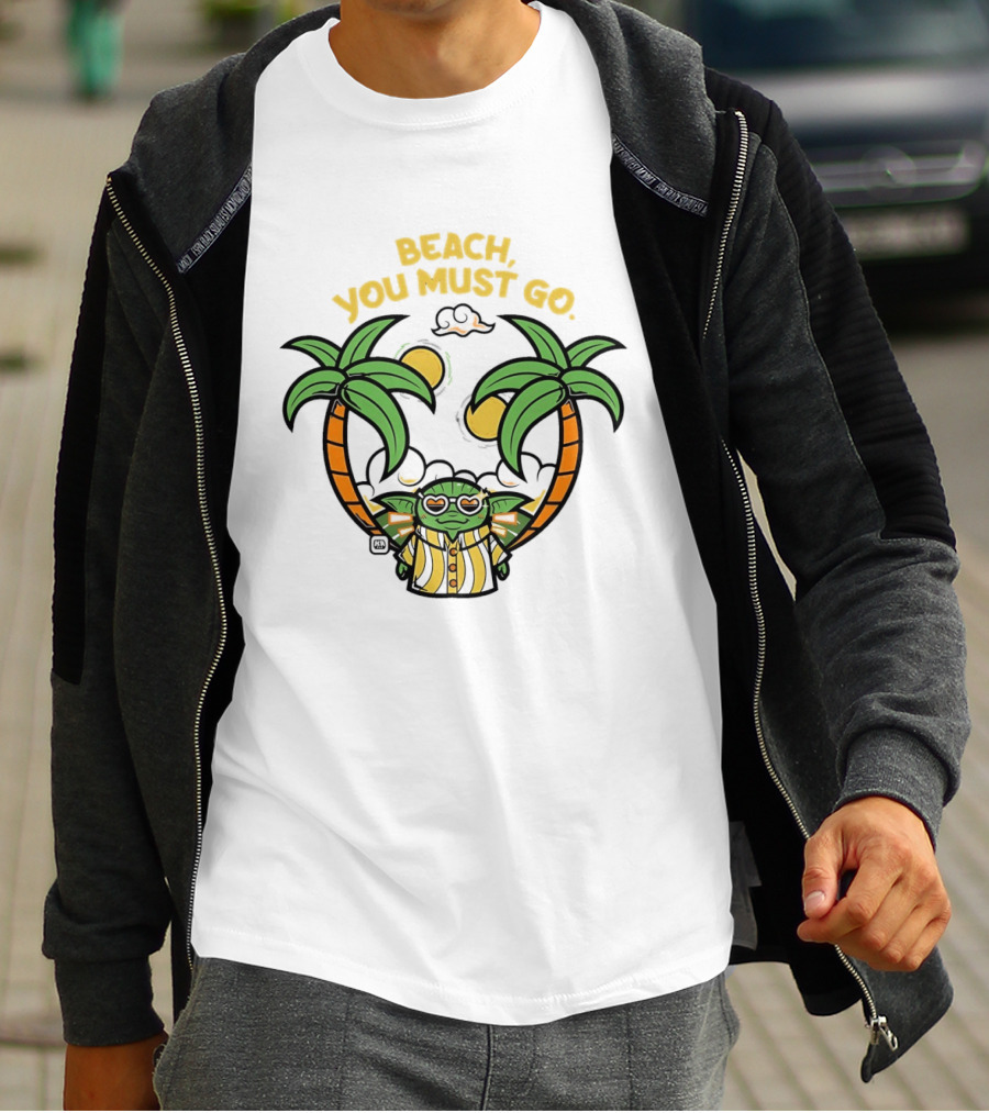 Grogu Hawaiian Outfit Beach You Must Go Palm Trees Sunglasses T-Shirt