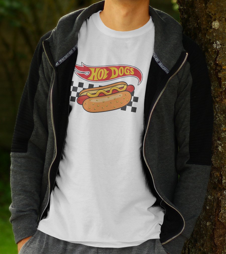 Hot Dogs Checkerboard Flame And Bun T-Shirt
