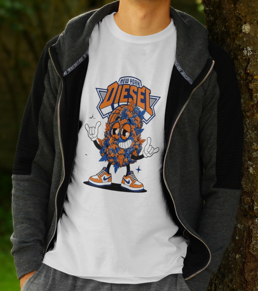 New York Diesel Cannabis Cartoon Knicks T-Shirt