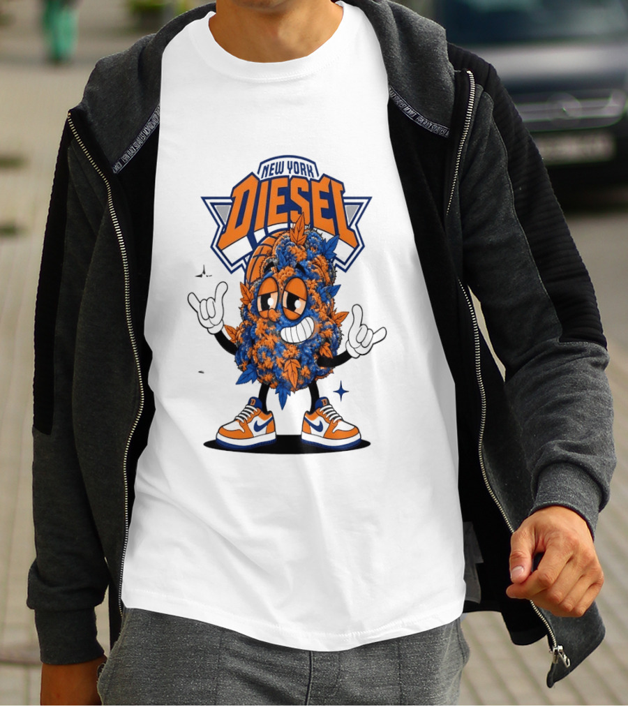 New York Diesel Cannabis Cartoon Knicks T-Shirt