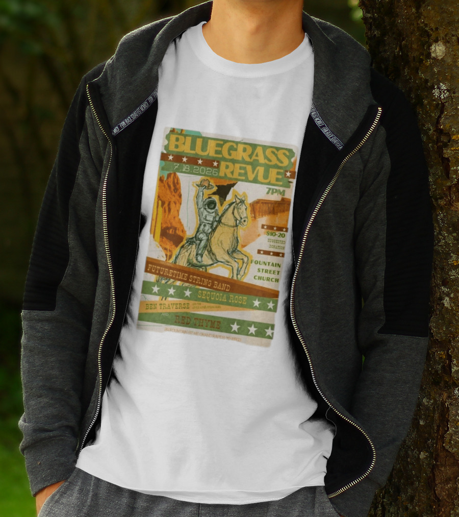 Bluegrass Revue Grand Rapids MI July 18 2026 Futuretime String Band Sequoia Rose Red Thyme T-Shirt