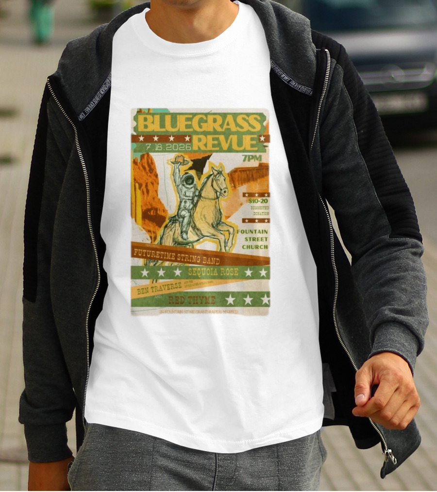 Bluegrass Revue Grand Rapids MI July 18 2026 Futuretime String Band Sequoia Rose Red Thyme T-Shirt