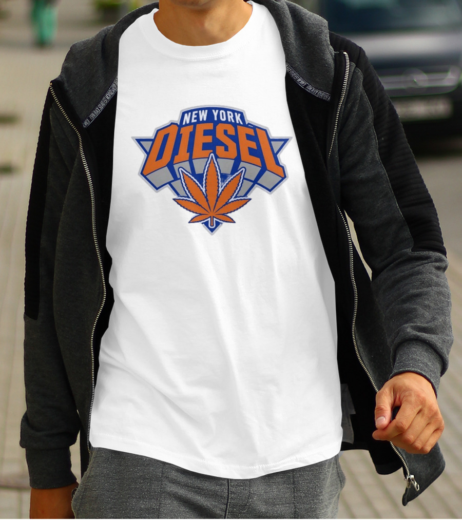 New York Diesel Cannabis Knicks Weed Leaf Basketball T-Shirt