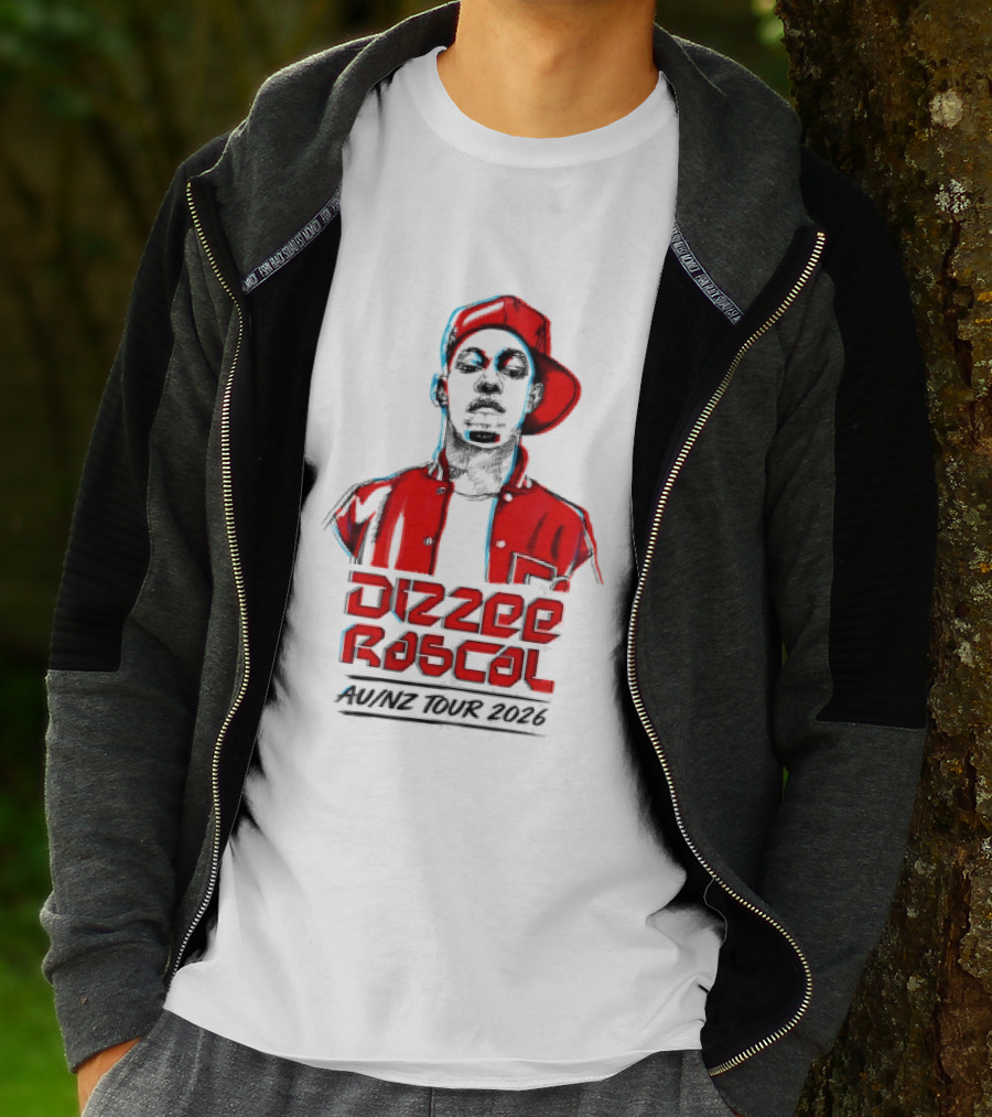 Dizzee Rascal AU NZ Tour 2026 Red Graphic Cap Image T-Shirt