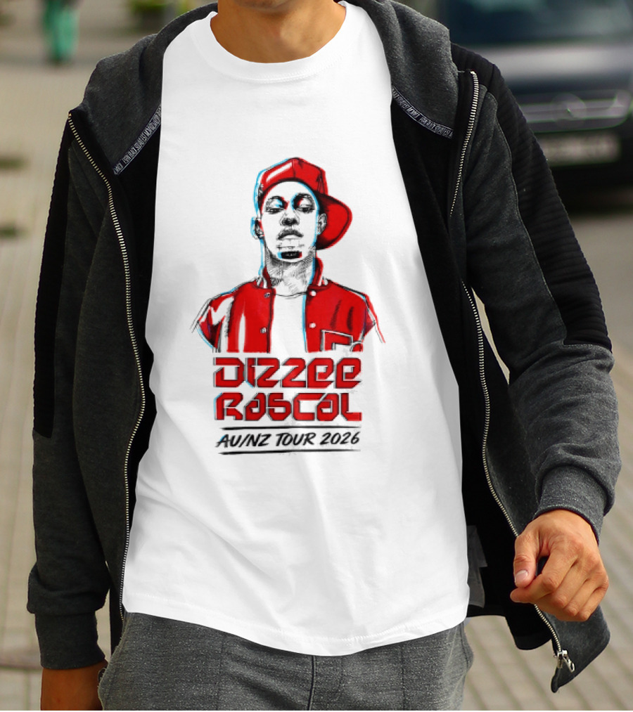 Dizzee Rascal AU NZ Tour 2026 Red Graphic Cap Image T-Shirt
