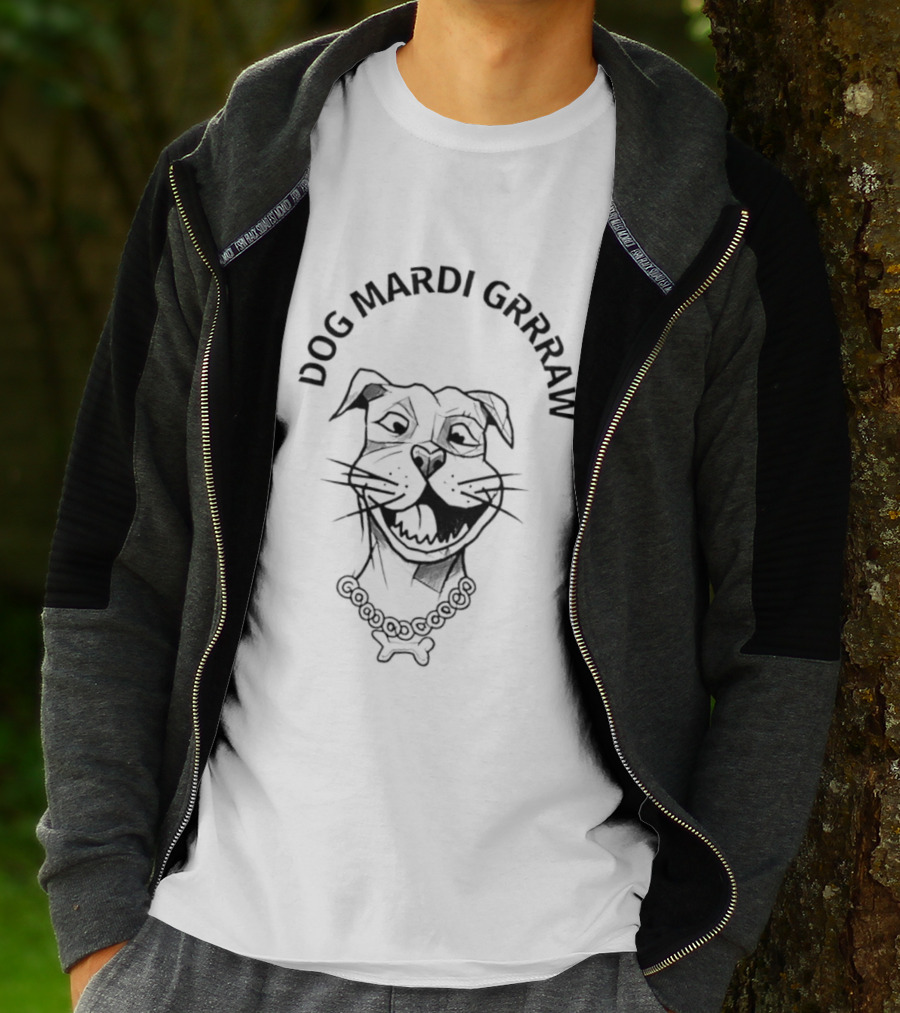 Dog Mardi Grrraw Celebratory Canine With Beads T-Shirt