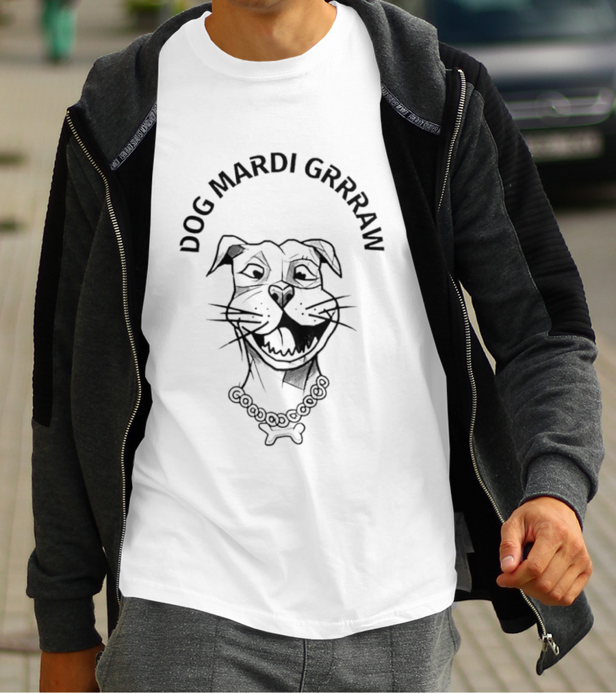 Dog Mardi Grrraw Celebratory Canine With Beads T-Shirt