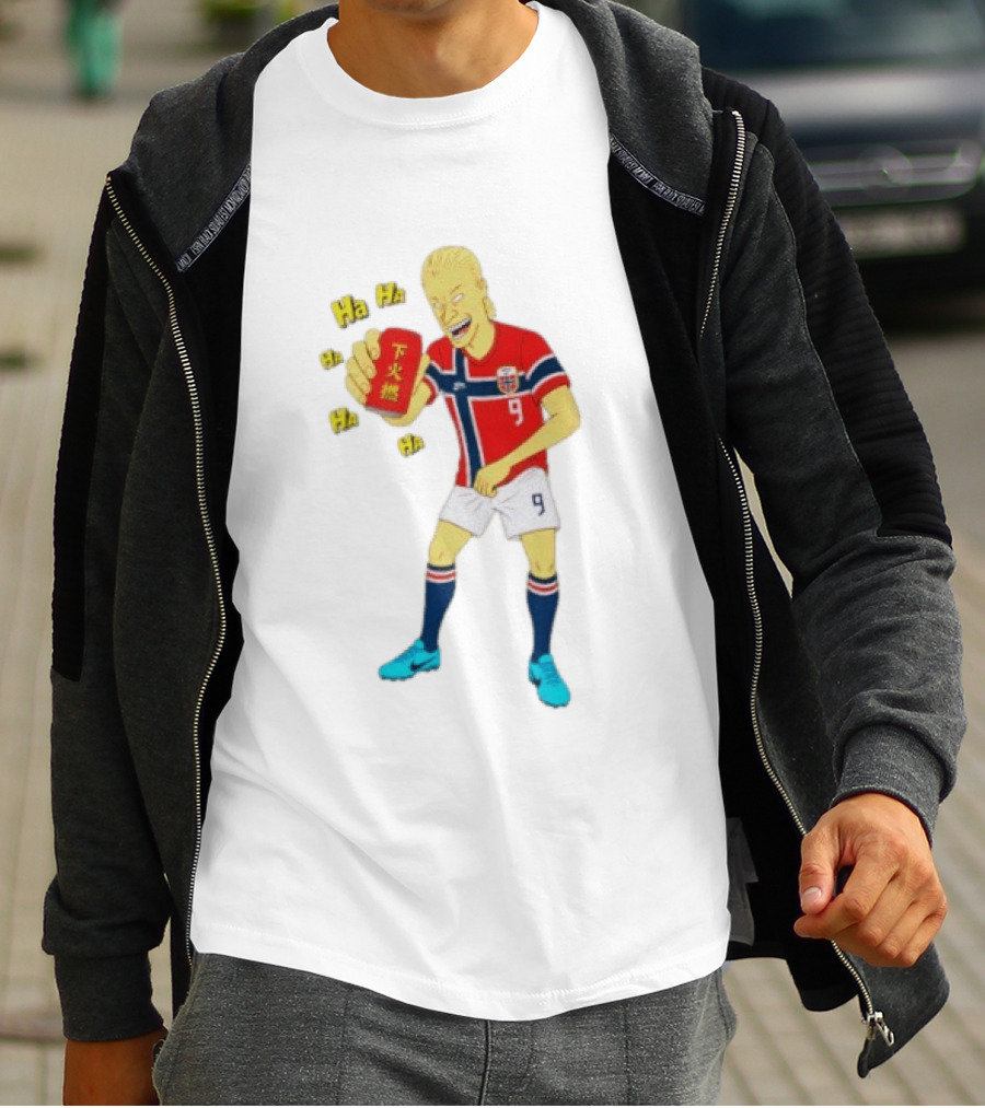 Erling Haaland Norway No 9 Laughing Cartoon Style Bootleg T-Shirt