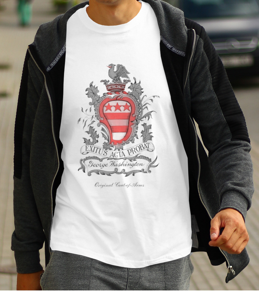 George Washington Exitus Acta Probat Coat Of Arms Crest With Original Washington Signature T-Shirt