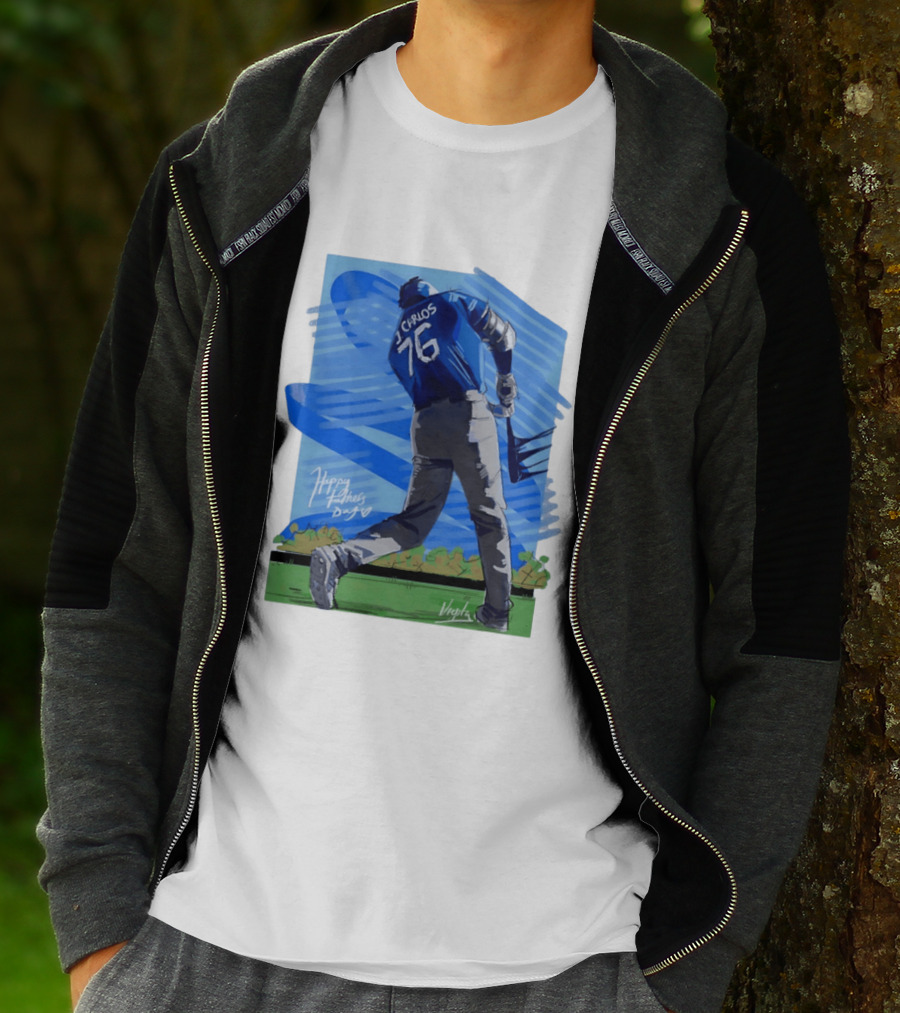 Carlos 76 Happy Fathers Day Baseball Player Sports T-Shirt