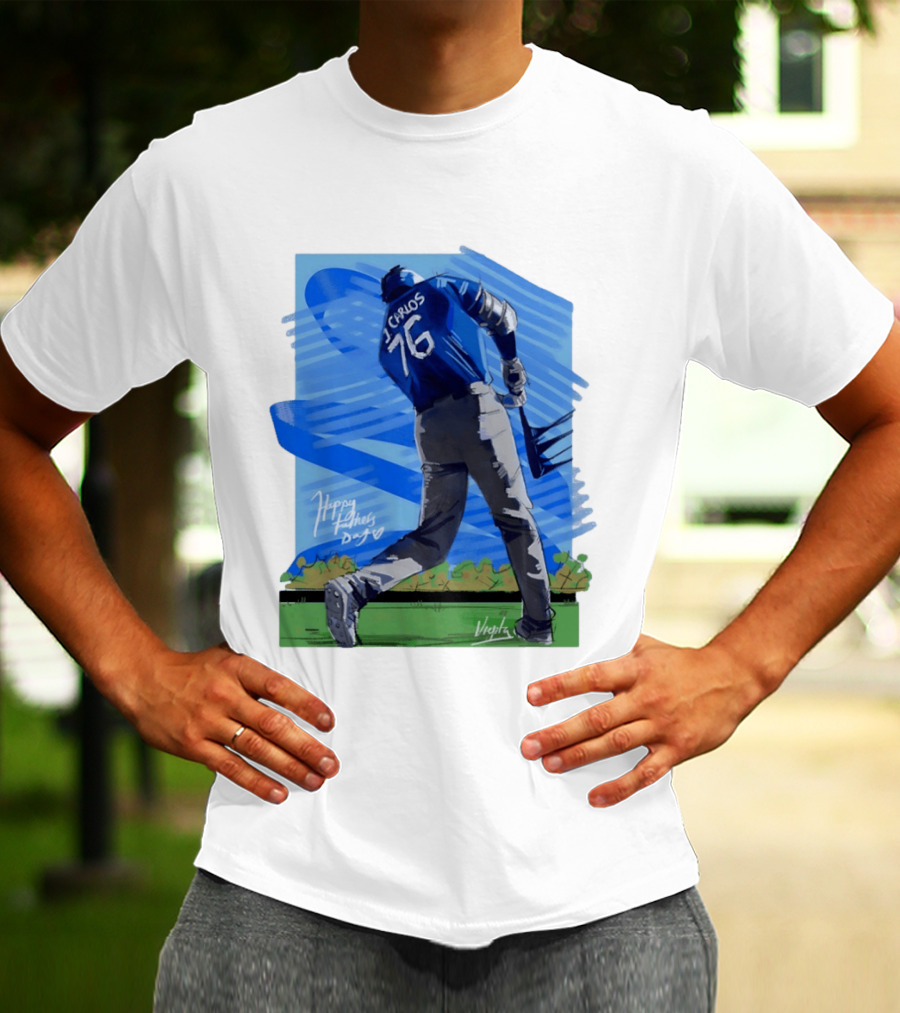 Carlos 76 Happy Fathers Day Baseball Player Sports T-Shirt