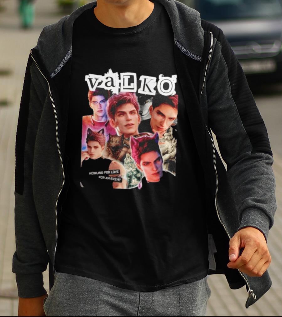 Valko Howling For Love For An Enemy Collage Wild Wolf Aesthetic T-Shirt