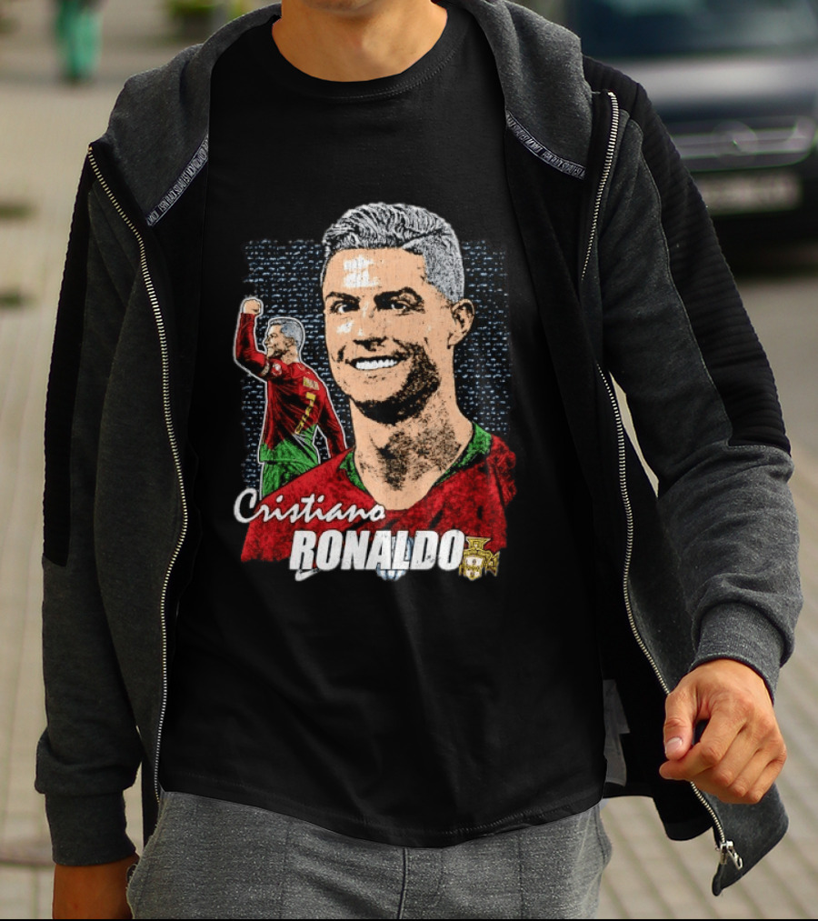 Cristiano Ronaldo Portugal National Team Football Icon With Number 7 And Crest T-Shirt