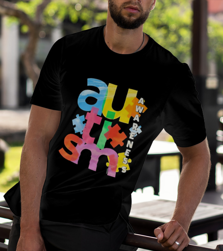 Autism Awareness Puzzle Colorful Letters And Pieces T-Shirt