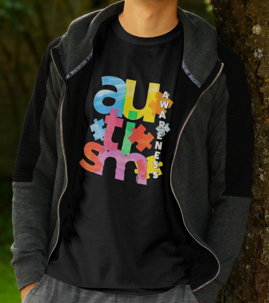 Autism Awareness Puzzle Colorful Letters And Pieces T-Shirt