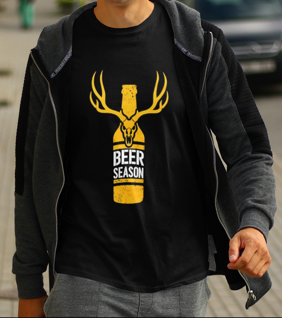 Beer Season Deer Antlers Bottle Hunting T-Shirt
