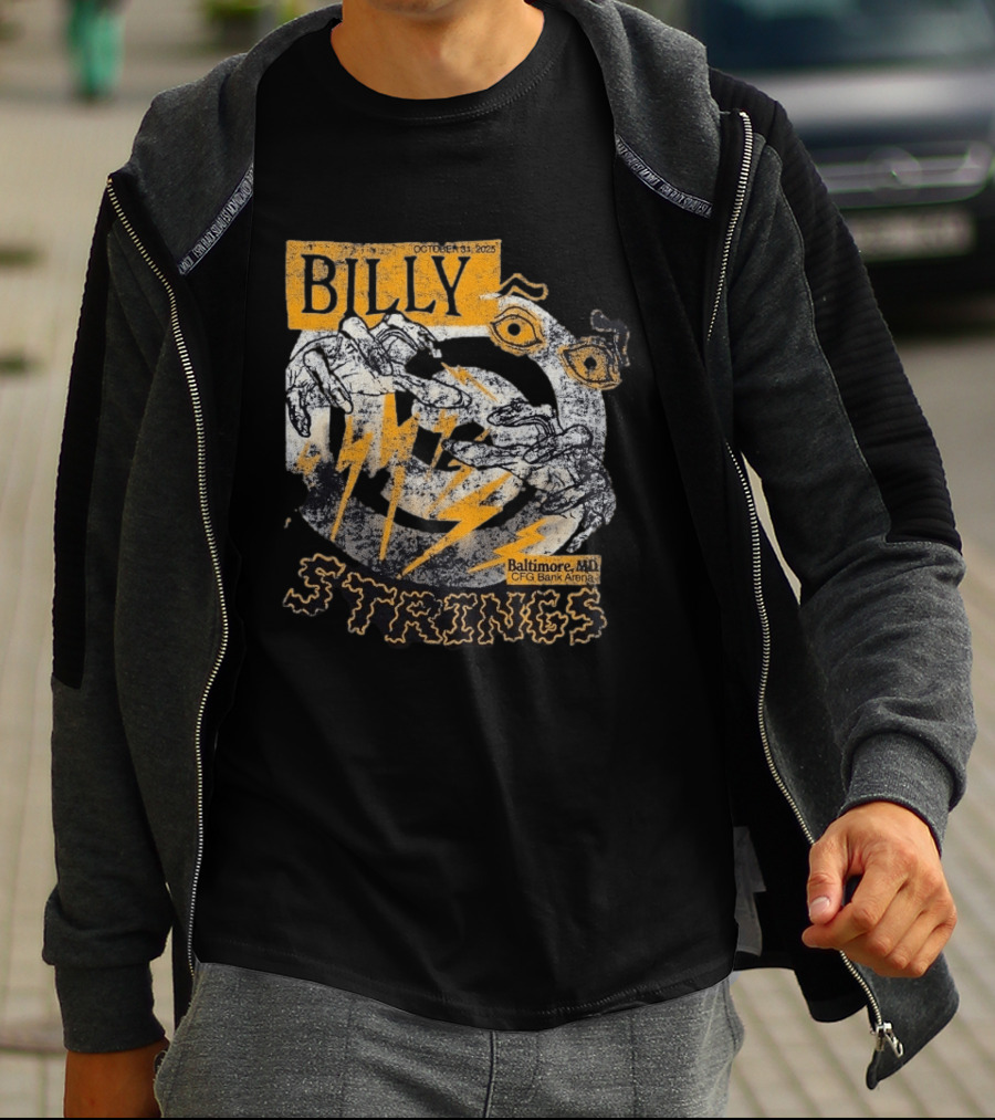 Billy Strings October 31 2023 Baltimore MD CFG Bank Arena Spooky Lightning And Hands T-Shirt