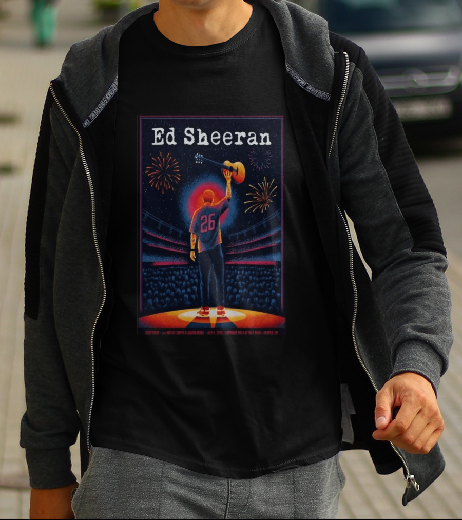 Ed Sheeran July 4 2026 Empower Field Mile High Denver CO Concert Fireworks And Guitar T-Shirt