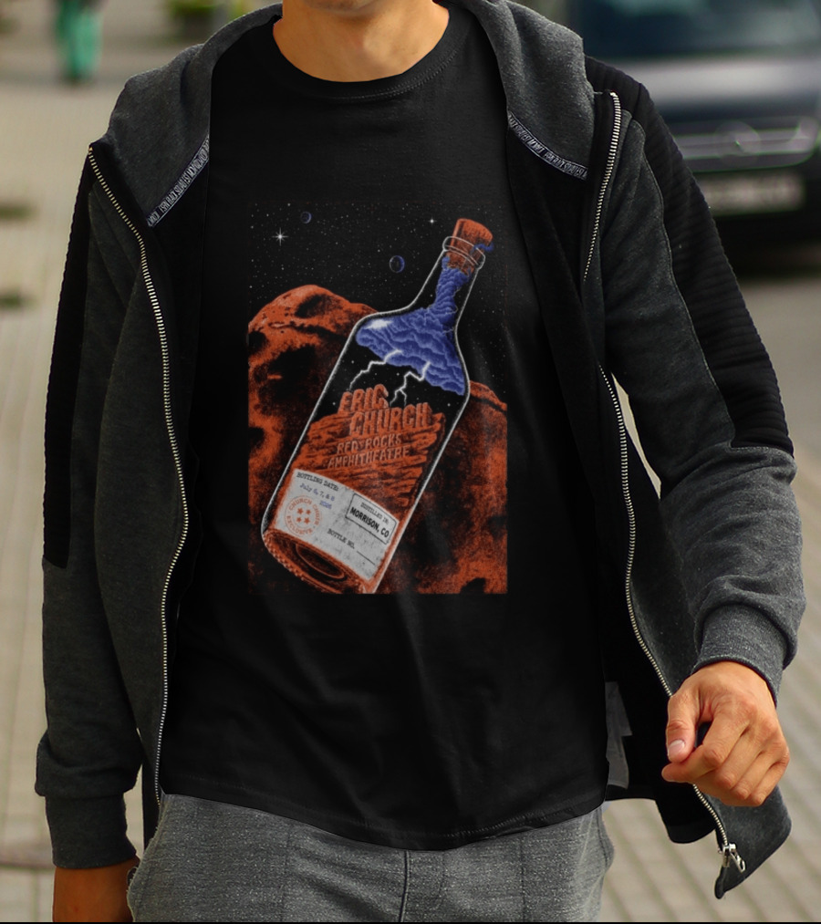 Eric Church Red Rocks Amphitheatre July 8 2026 Morrison CO Bottle T-Shirt